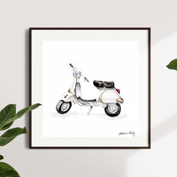 Print of ORIGINAL Watercolour Painting - Vespa - Picture 1 of 5